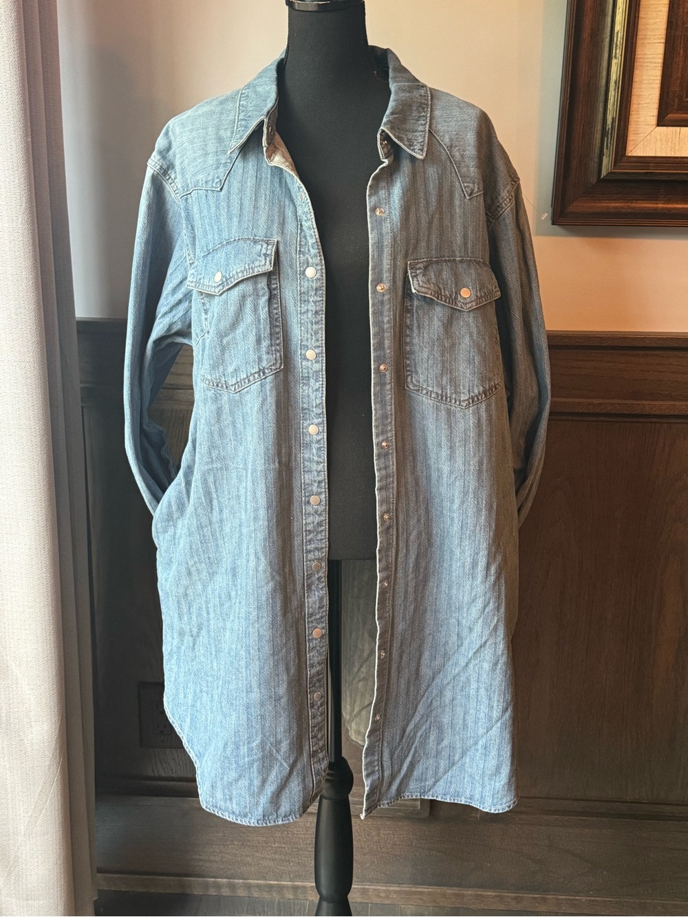 Universal Thread blue Denim Shirt Dress jacket large NWT - Picture 2 of 9